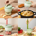 4 in 1 Handheld Electric Vegetable Cutter Wireless Food Processor Vegetable Slicer Set Pepper Garlic Mash Minced Cooking Gadgets